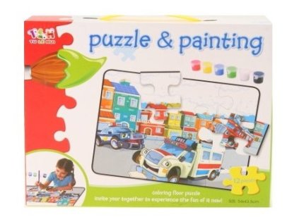 sada 2v1 doprava puzzle vybarvovaci 54x43 5cm 12ks