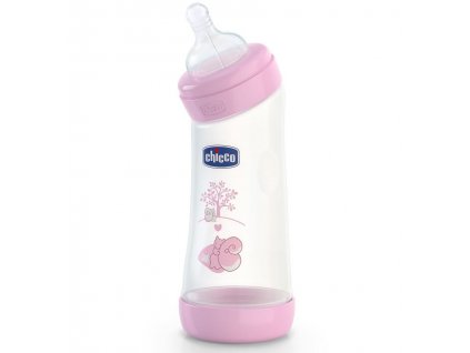 CHICCO Láhev Angled polypropylen 250ml,k.d./1d - veverka růžová