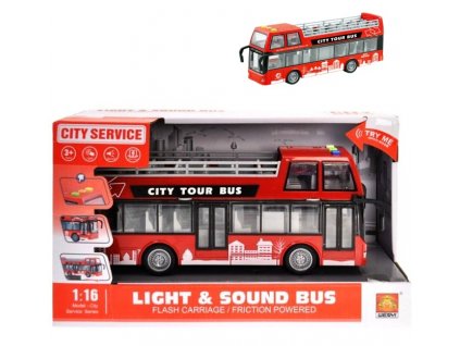 66394 city service autobus dvoupatrovy vyhlidkovy cerveny na baterie