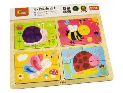 67315 viga drevene puzzle 4v1 hmyz 18m