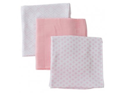 SUMMER Infant Mušelínová přikrývka SwaddleMe 3 kusy - PINK růž.vzor/růž