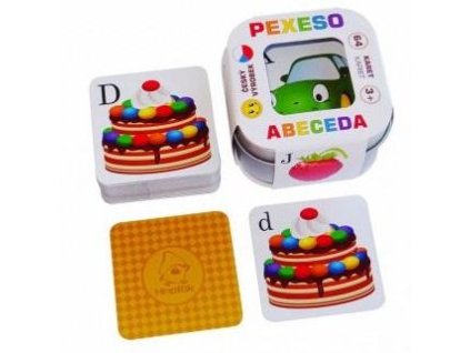 74767 hmatak pexeso abeceda 64 karet v plechove krabicce