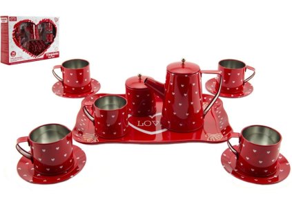 00312568 Nádobí červené plechové 14ks v krabici