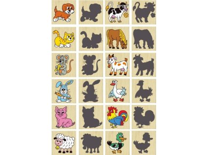 Detoa Pexeso zvířátka a jejich stíny dřevo společenská hra 12ks 2