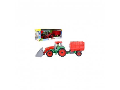 75691 lena auto truxx traktor nakladac s privesem na seno s figurkou v krabici 53x19x16cm 24m