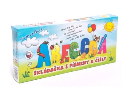 chemoplast abeceda skladacka s pismenky a cisly podlozky plast v krabici