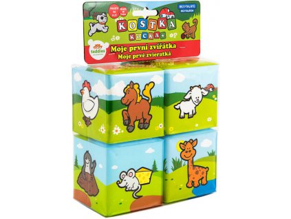 75961 teddies mpz mekke kostky moje prvni zviratka 4ks 7x7cm v sacku 0m