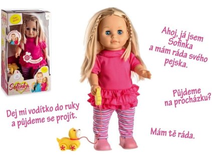 panenka sofinka s pejskem chodici a cesky mluvici 42cm se zvukem 2