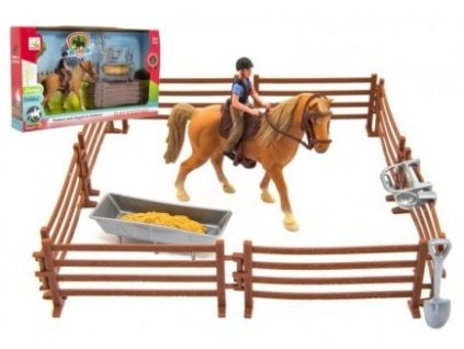 sada zokej s konem a ohradou s doplnky plast v krabici