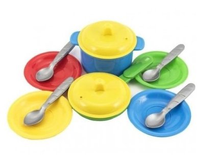 teddies sada nadobi plast barevne 12ks v sitce 12m