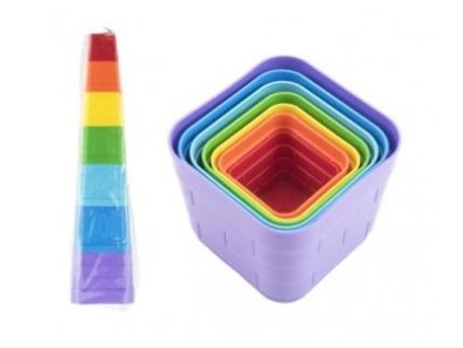 kubus pyramida skladanka plast hranata barevna 7ks
