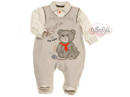 8176 sofija 2 dilny komplet dupacky a kabatek bear sedo kremovy