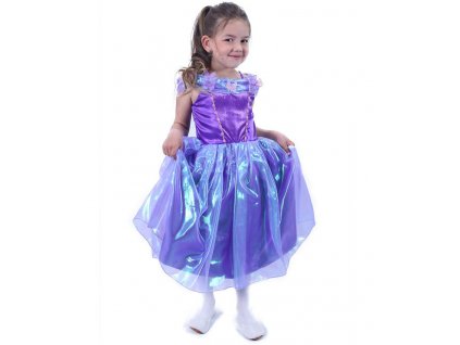 Dětský karnevalový kostým fialovo/modrý (S) 105-116cm  zimní princezna
