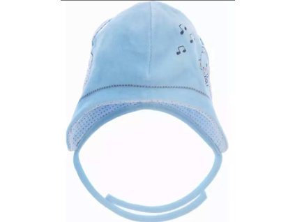 SOFIJA Čepice velurová MIMINKO se sluchátky Modrá vel. 68cm (42-44)