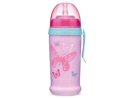9406 canpol babies sportovni lahev se silikonovou nevylevaci slamkou motylek 350 ml ruzova