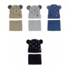 AJS SET Pletená zimní čepice KIDS+nákrčník Modrý s 2 bambulemi UNI vel. 44-48cm