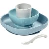22912 beaba silicone meal set jidelni souprava ze silikonu 4 dilna modra 4m