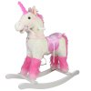 Teddies Kůň houpací bílý jednorožec plyš na baterie 71cm se zvukem