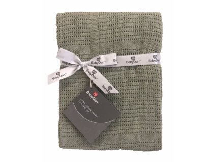 18011 3 detska hackovana bavlnena deka babydan dusty green 75x100cm zelena