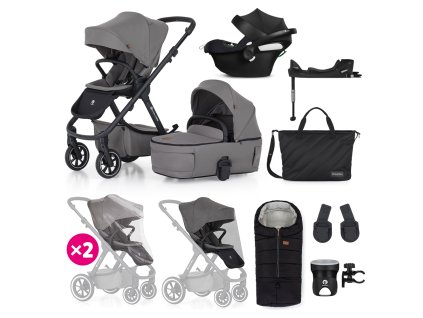 PETITE&MARS SET Kočík 4v1 ICON Dove Grey XXL RWS + CBX By CYBEX Aton B2 i-Size