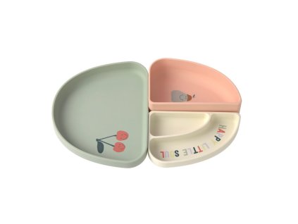 LÄSSIG Dish Set Silicone Section Happy Fruits 2025 cherry