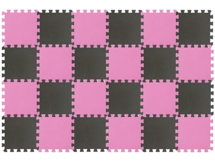 28965 detsky hraci koberec z extra silnych penovych puzzli v tmavo sivej a ruzovej farbe