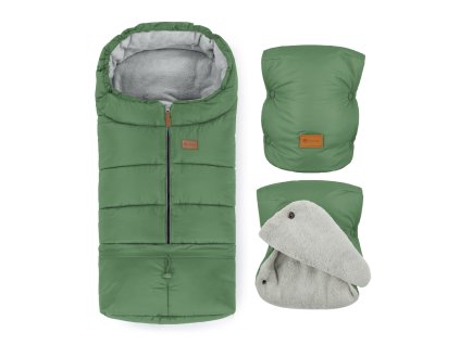 PETITE&MARS Set zimný fusak Jibot 3v1 + rukavice na kočík Jasie Juicy Green Horizontal