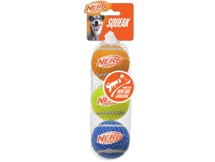 NERF DOG Hračka pre psov 3 ks pískacích tenisových loptičiek 6,5 cm