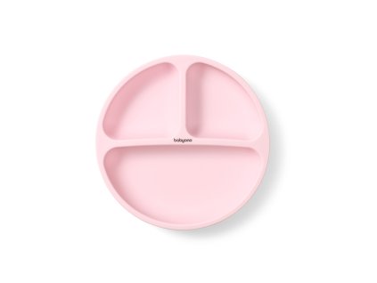 BABYONO Tanier silikónový s prísavkou - pink 6m+