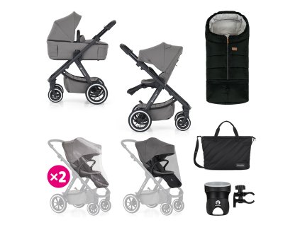 PETITE&MARS Kočík kombinovaný ICON 2v1 Dove Grey XXL AIR
