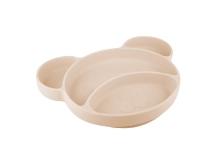 CANPOL BABIES Tanier silikónový delený s prísavkou Macko - krémový