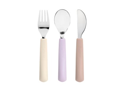 LÄSSIG Cutlery with Silicone Handle 3pcs Tiny Team cat