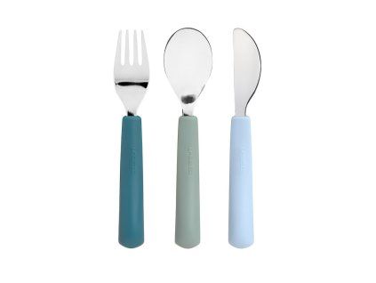 LÄSSIG Cutlery with Silicone Handle 3pcs Tiny Team dog