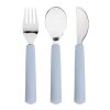 LÄSSIG Cutlery with Silicone Handle 3pcs Happy Rascals 2025 smile sky blue