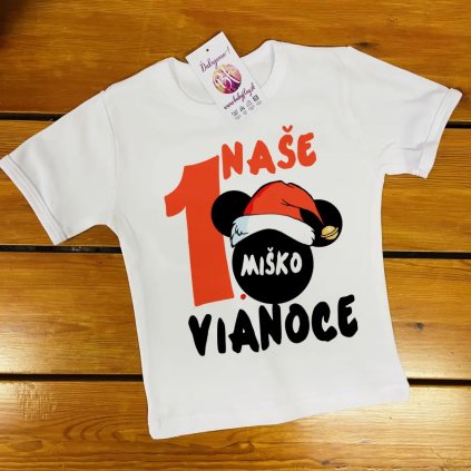 detské vianočnéí tričko/ body - Naše 1. Vianoce s vlastným menom
