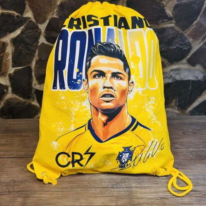 detský batoh - žltý sťahovací vak s potlačou - Ronaldo