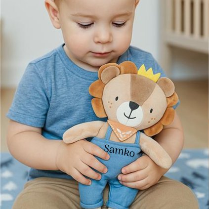 Plyšový lev Baby Mix s potlačou mena – personalizovaná hračka pre deti