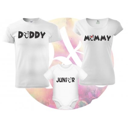 rodinný set tričiek - mommy, daddy a junior