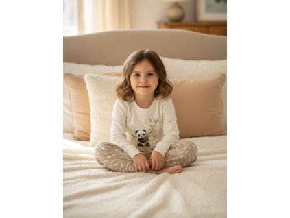 divci pyzamo panda zvire bezova 2