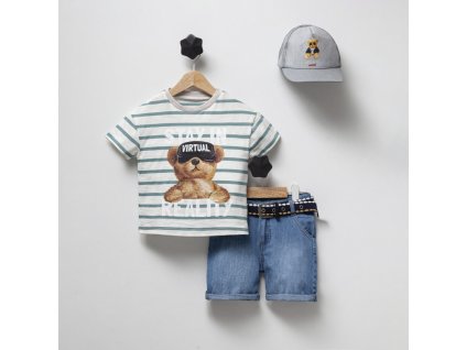 wholesale boys 3 piece t shirt set with denim shorts and cap 2 5y cumino 1014 cmn3292 boys sets 30214 29 B (1)