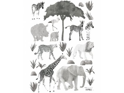 s1291 stickers enfant jungle elephant girafe lion