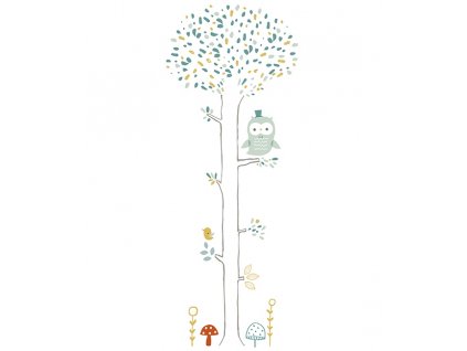 Lilipinso Samolepka na zeď Tree forest owl and mushrooms 47 x 122 cm