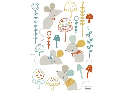 Lilipinso Samolepka na zeď Mouse and mushroom forest 28 x 42 cm
