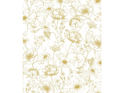 h0437 papier peint deco fleurs vintage or 50x50