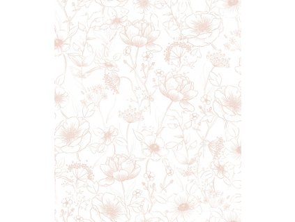 h0451 papier peint deco fleurs rose romantique 50x50