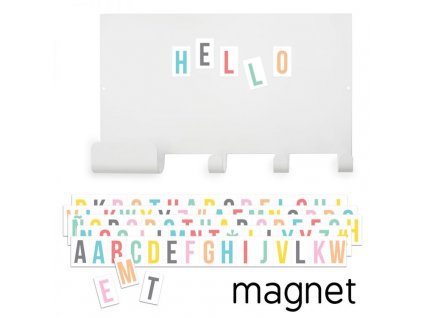 Magnetická tabule s věšákem a barevnými písmeny