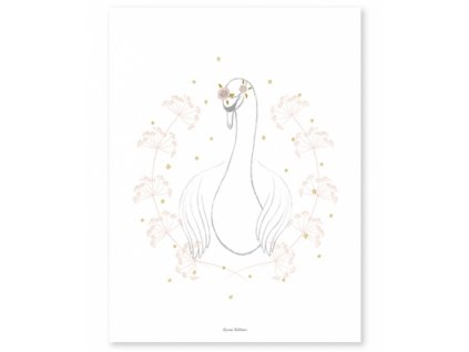 p0254 poster cygne fille vintage deco chambre bebe lilipinso