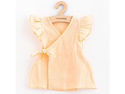 Letné dojčenské mušelínové šaty New Baby Leny peach (Veľkosť 56)