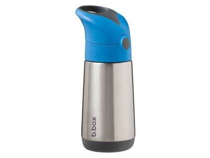 Termoska na pitie so slamkou 350 ml - modrá/sivá