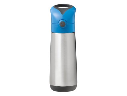 Termoska na pitie so slamkou 500 ml - modrá/sivá